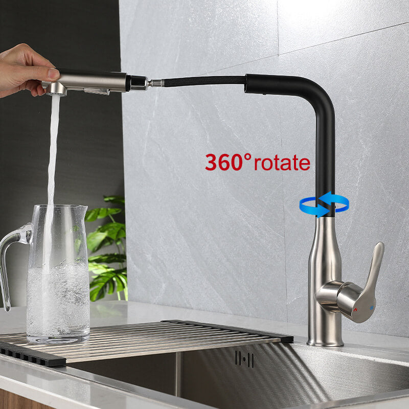 Homelody 360 ° Drehung Wasserhahn Küche ausziehbar Küchenarmatur mit Brause Edelstahl Mischbatterie Küche