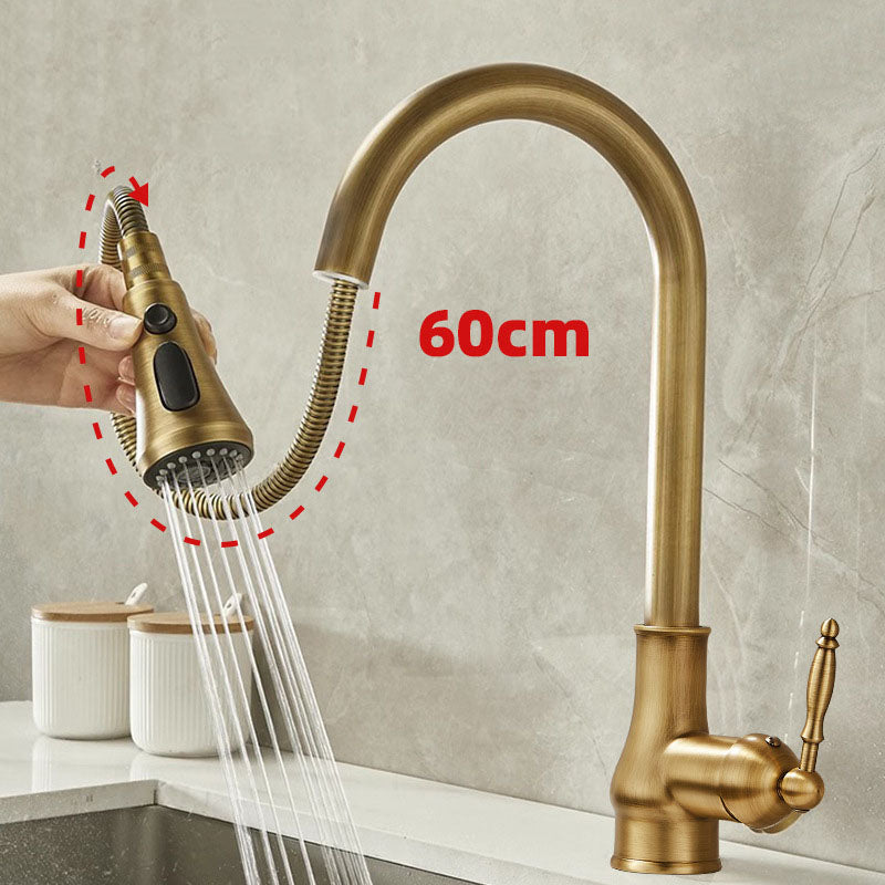 Homelody Retro 360 ° Drehung Wasserhahn Küche verlängern ausziehbar Küchenarmatur mit Brause Messing Mischbatterie