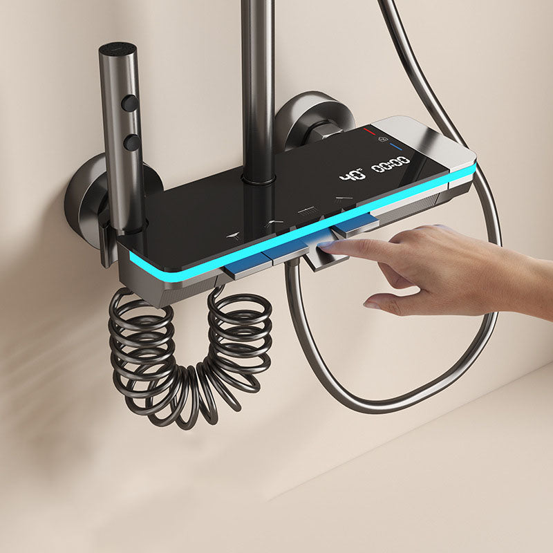 Homelody 40 ℃ Thermostat-Duschsäule Digitaler Bildschirm mit Badewannenmischer für das Badezimmer 4 Funktionen, Umgebungslicht