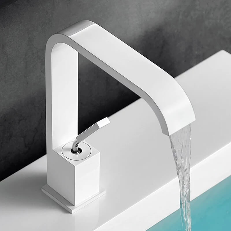 Homelody Geometrischer Wasserfall wasserhähne bad Badarmatur Einhebelmischer Wasserfall mischbatterie waschbecken