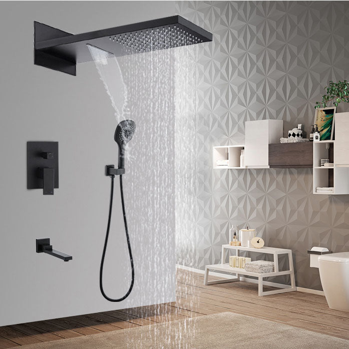 Homelody Unterputz-Duschsystem Messing Dusche quadratisch Duschzubehör Duschset mit 180° drehbar Wasserfall Badewannenarmatur und 2-Funktions-Topspray