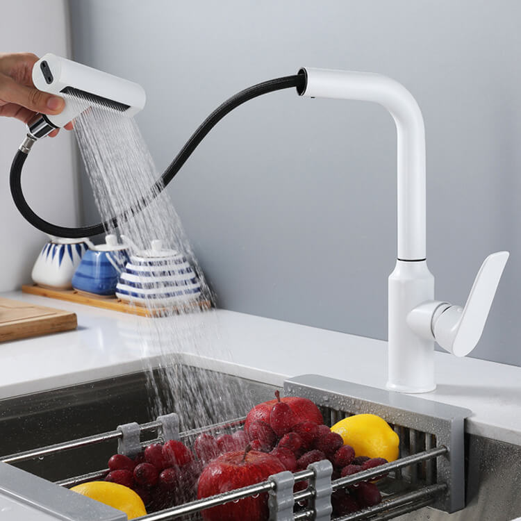 Weißer Ausziehbar Edelstahl Wasserfall Wasserhahn Küche Armatur Homelody Mischbatterie Spültischarmatur für Spüle