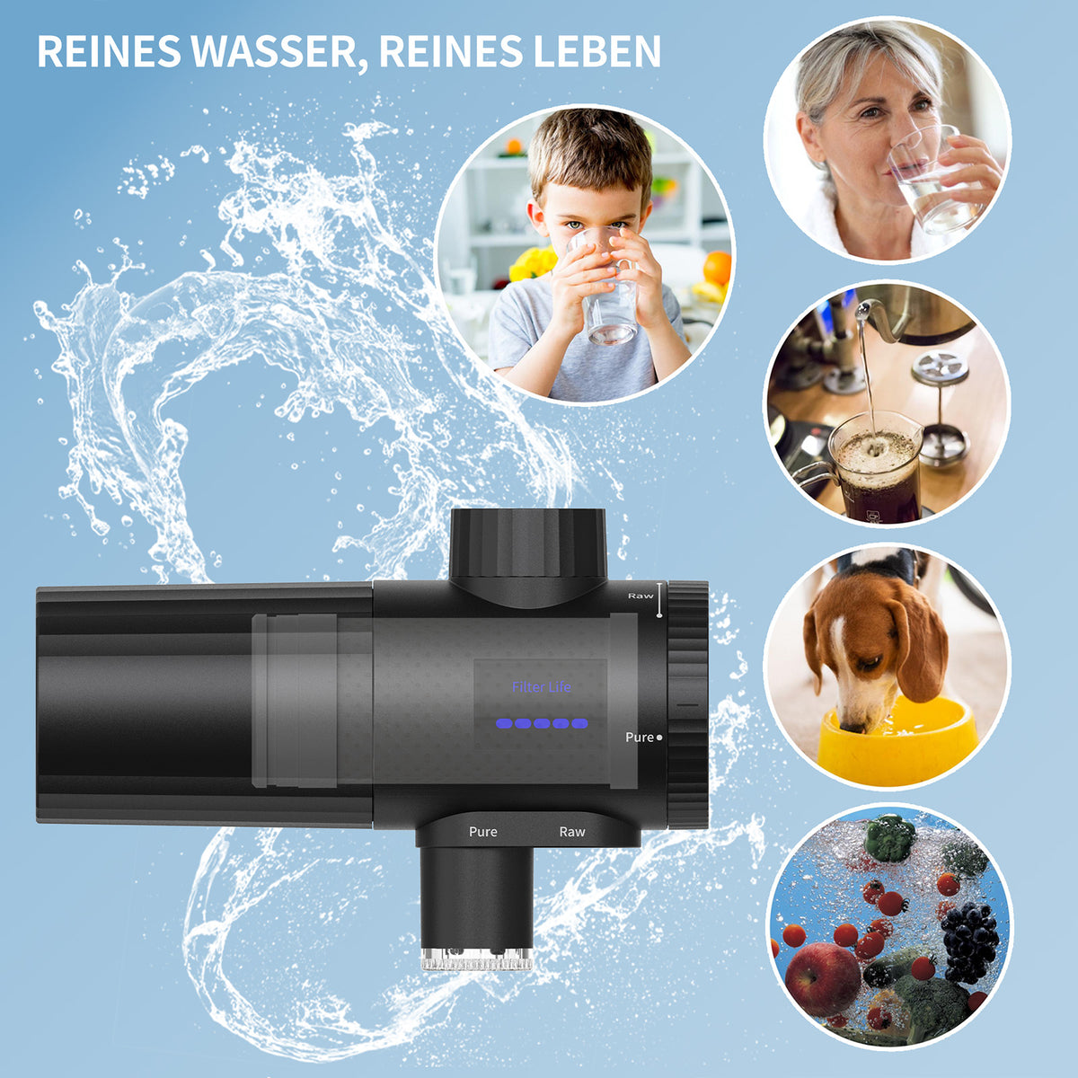 HOMELODY Waterfilter drinkwater met led-display HOMELODY Waterfilter drinkwater met led-display