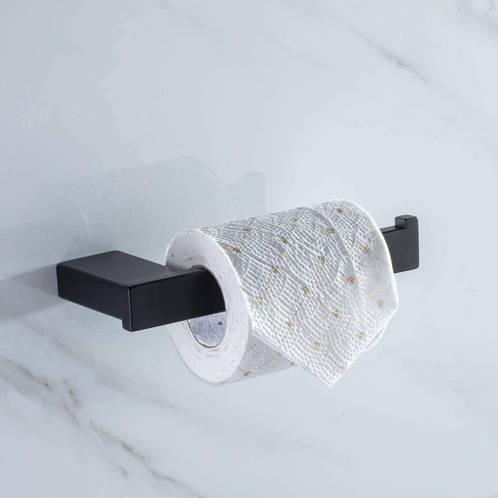 AiHom WC-Papierhalter Schwarz Toilettenpapierrollenhalter Edelstahl beschichtet Lack Wandrollenhalter