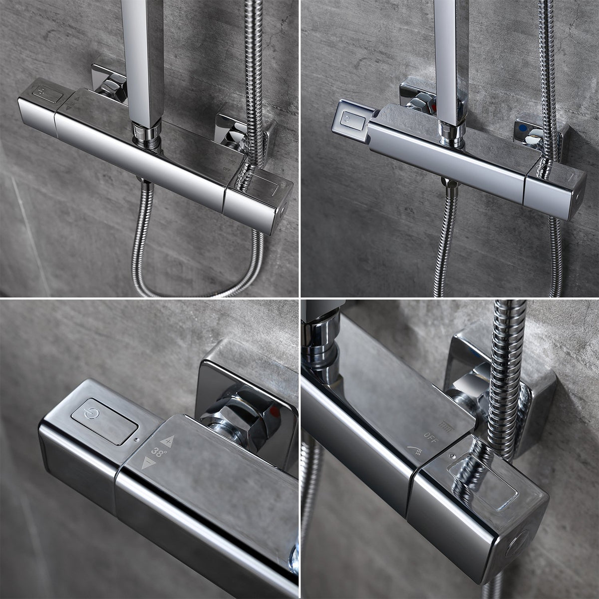 Duschsystem Mit Gebürstetem Nickel-Finish | 2-in-1 Handbrause & Hochdruck-Reinigungspistole