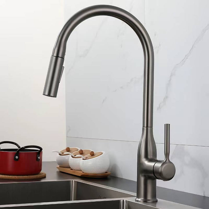 Homelody 360 ° Drehung Wasserhahn Küche ausziehbar mit 2 Modus Küchenarmatur mit Brause Edelstahl Mischbatterie Küche