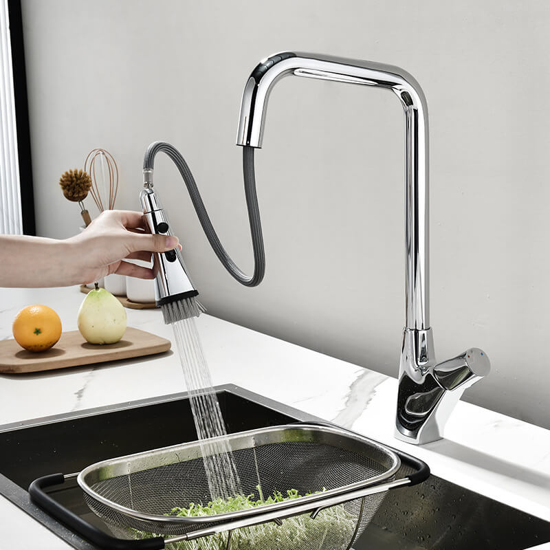 Homelody 360 ° Drehung Wasserhahn Küche verlängern ausziehbar Küchenarmatur mit Brause Edelstahl Mischbatterie und abnehmbarem Bürstenkopf