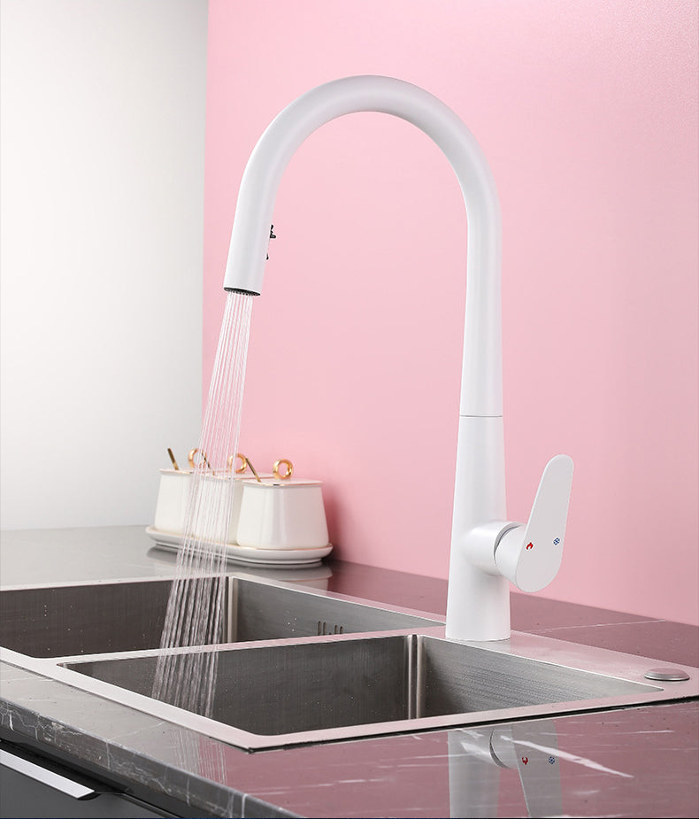 Homelody 360 ° Drehung Wasserhahn Küche Weiß Versteckt ausziehbar Küchenarmatur mit Brause Edelstahl Mischbatterie Küche