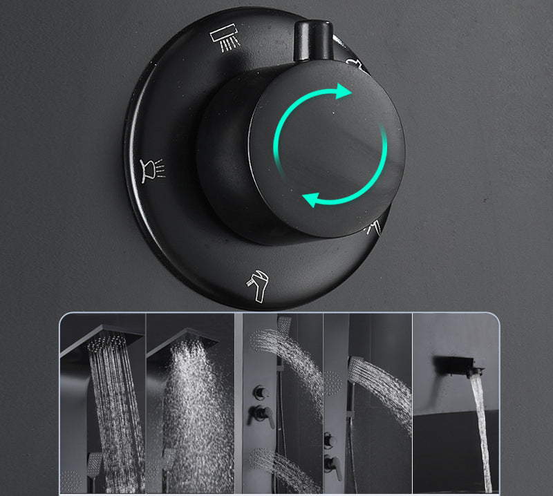 Homelody 5-Jet - Hochwertiges Edelstahl-Thermostat-Duschpaneel mit Multifunktionale Steuerung und Handbrause