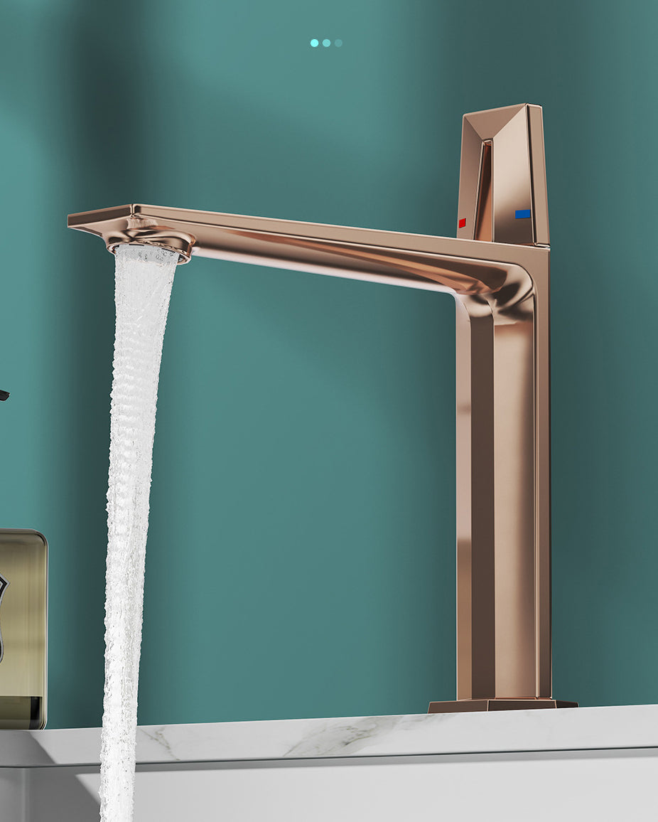 HOMELODY Einfaches Design Wasserhahn Bad Hoch Einhebel Mischbatterie Waschbeckenarmatur für Badzimmer