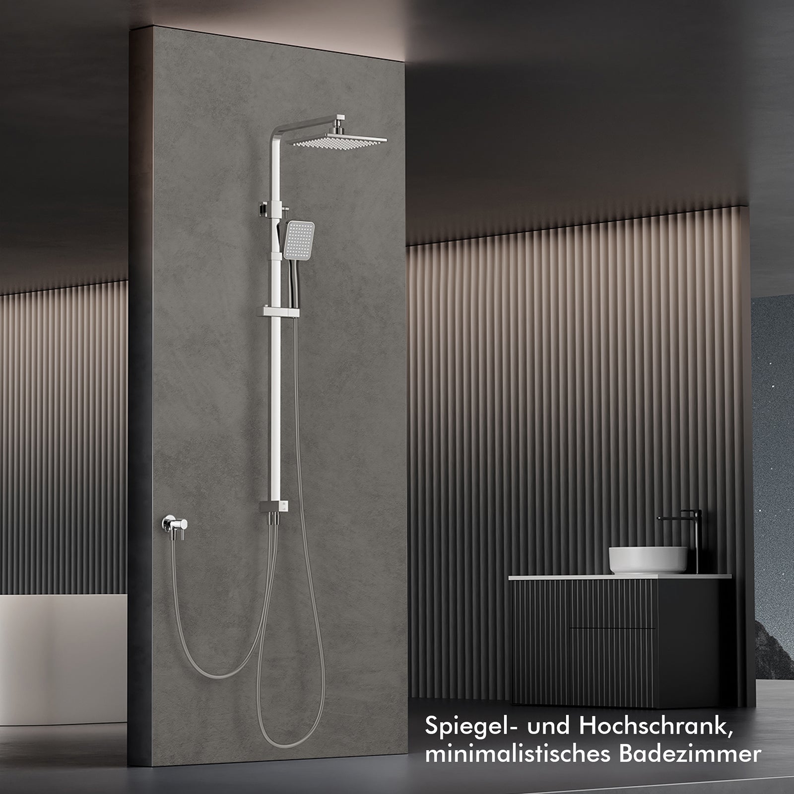 HOMELODY Duschsystem 3 Funktion Thermostat Duschsystem Regendusche mit Duscharmatur, quadratischem Duschkopf