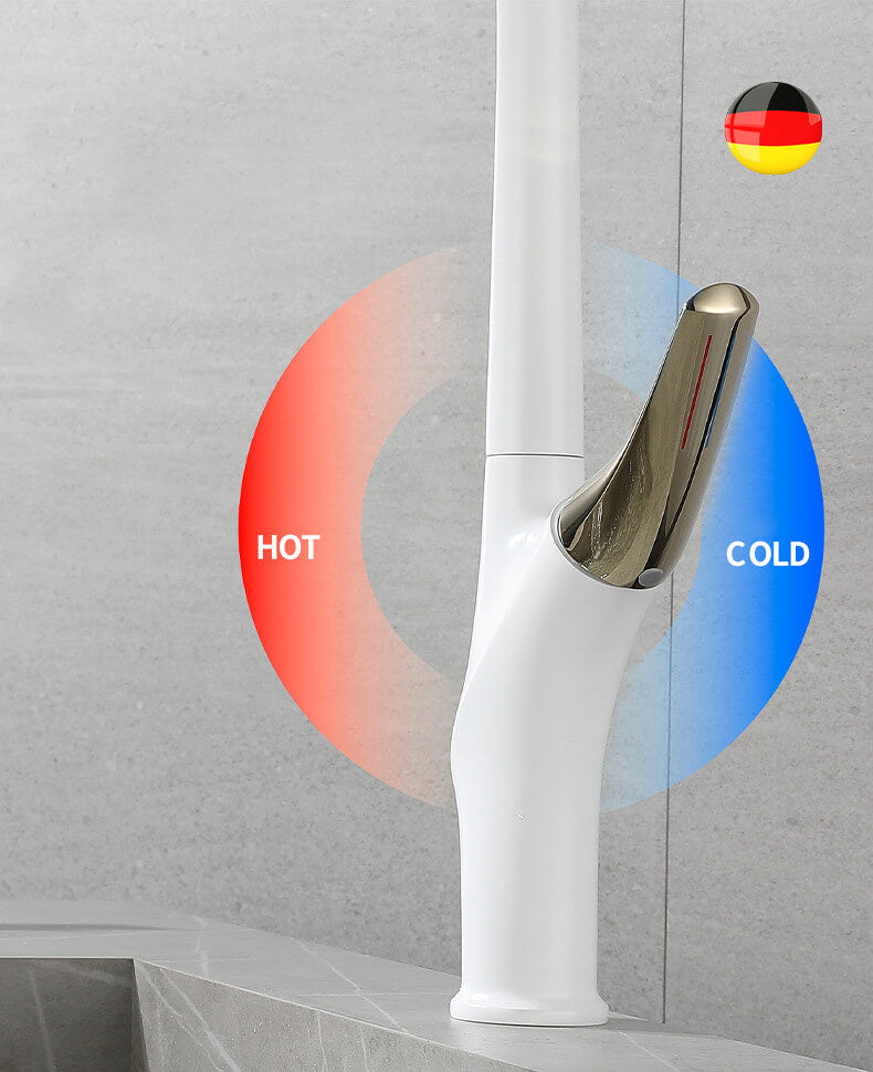 Homelody Luxuriös 360 ° Drehung Kupfer Wasserhahn Küche ausziehbar mit 2 Modus Küchenarmatur