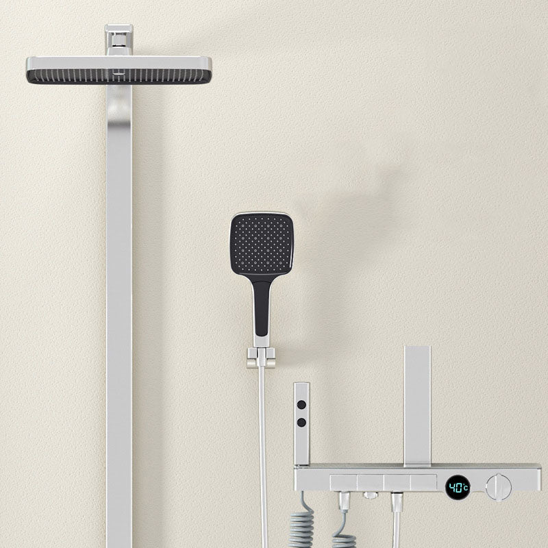 Homelody Luxuriös 40℃ Thermostat-Duschsäule mit Mega Ablagebrett Duschset mit Badewannenmischer für das Badezimmer 4 Funktionen
