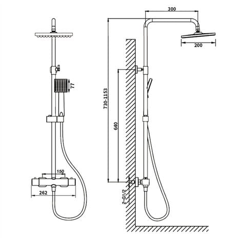 Homelody Duschsystem mit Thermostat Regendusche eckig höhe Duscharmatur mit Umsteller chrom Duschset