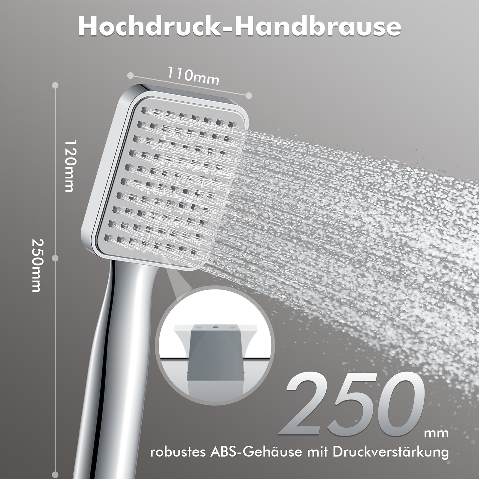 HOMELODY Duschsystem 3 Funktion Thermostat Duschsystem Regendusche mit Duscharmatur, quadratischem Duschkopf