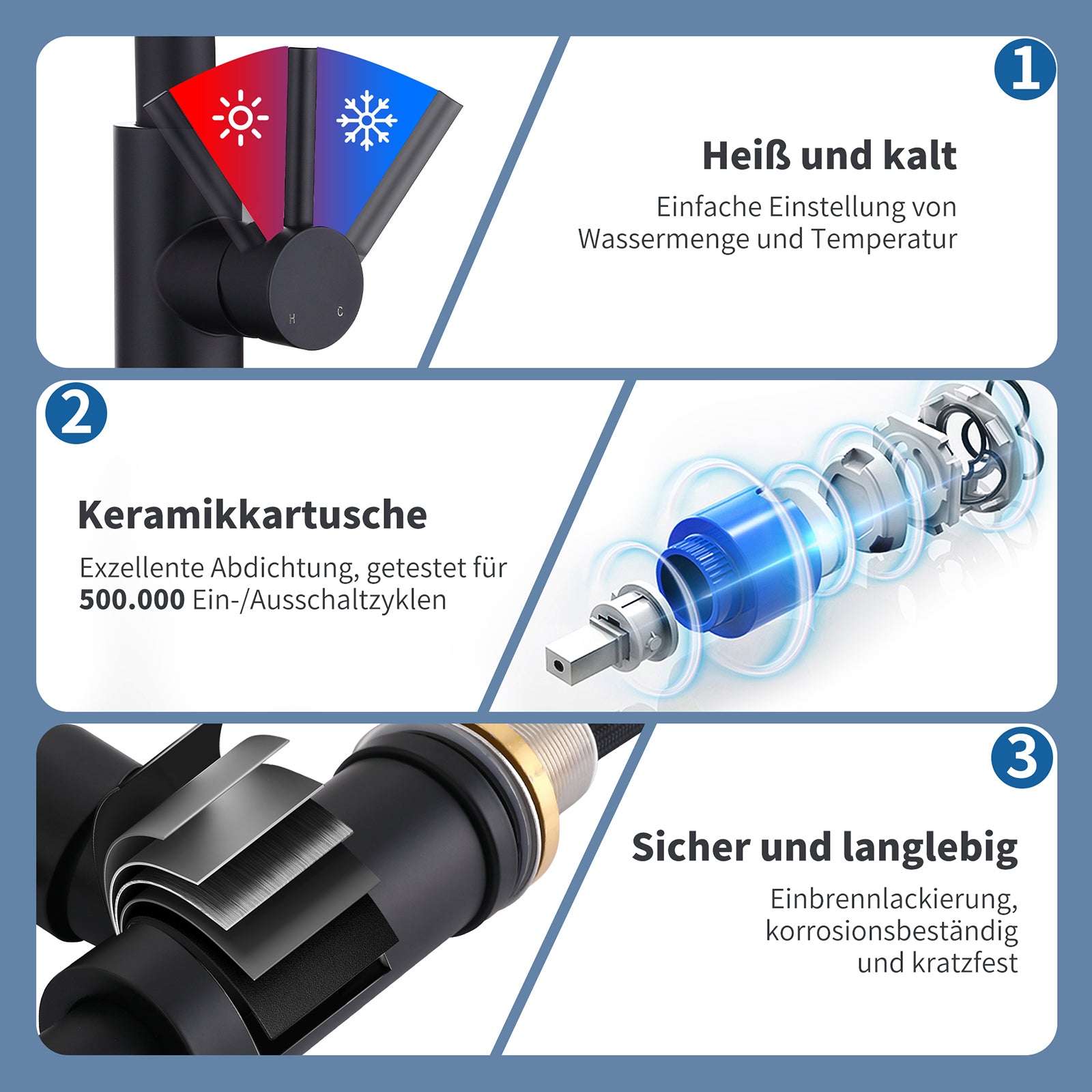 Küchenarmatur ausziehbar Spültischarmatur 360° Küchenarmatur LED Digitalanzeige