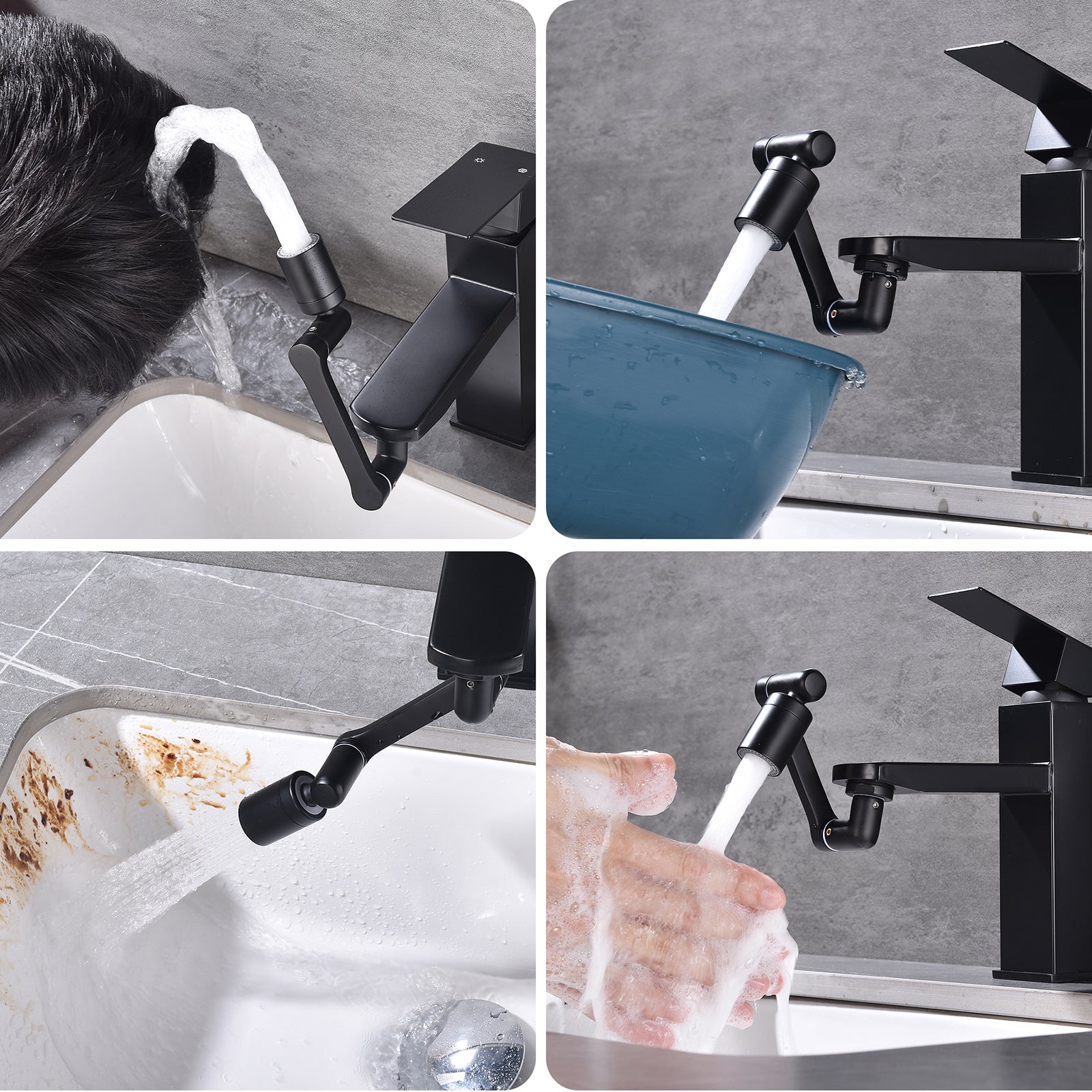 Homelody Waschtischarmatur Wasserhahn Badarmatur mit schwenkbarem Luftsprudler Aufsatz