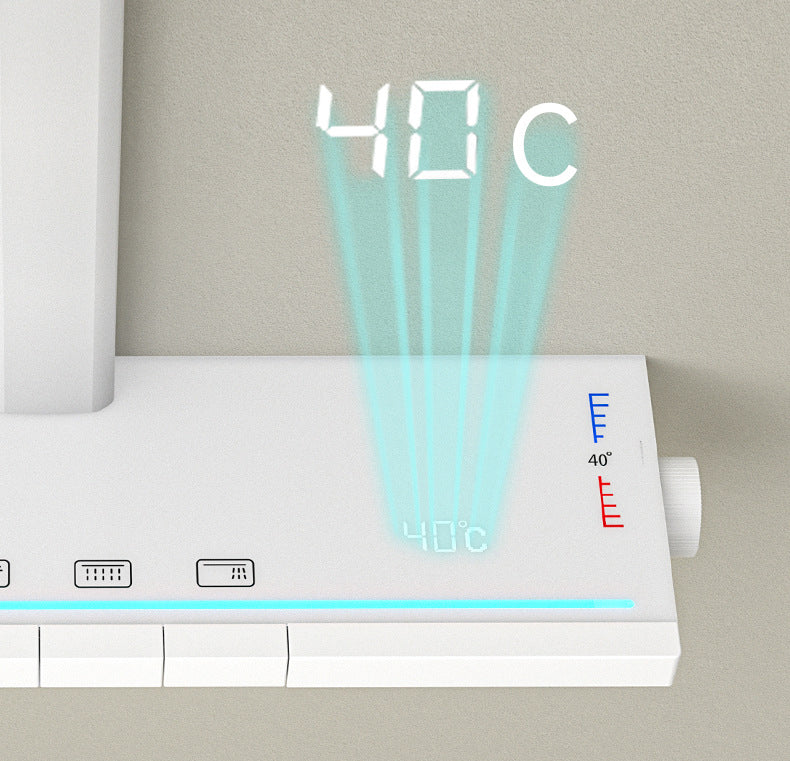 Homelody Luxuriös Groß 40°C Thermostat-Duschsäule Digitaler Bildschirm mit Badewannenmischer, Umgebungslicht