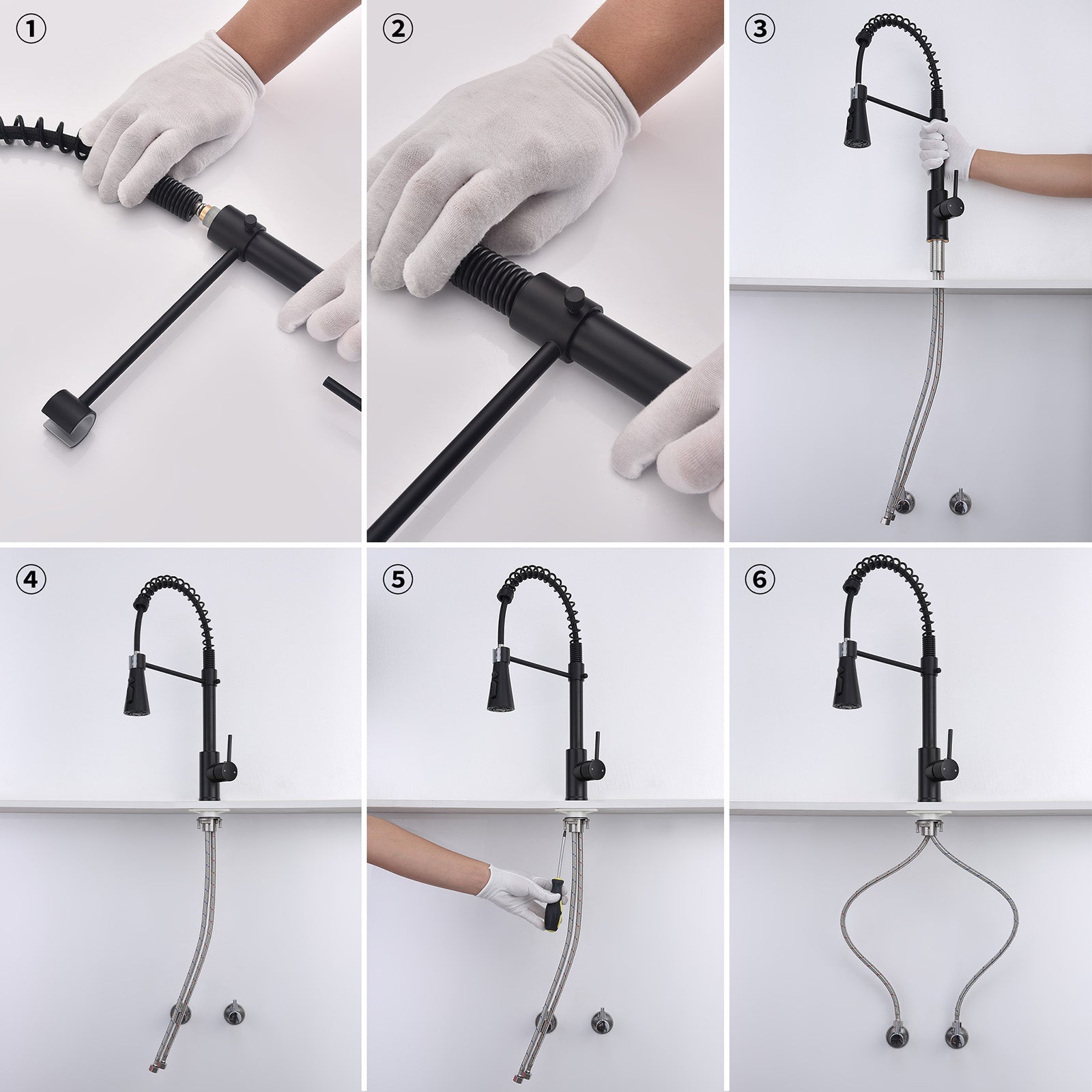 Homelody kuechenarmaturen mit Spiralfeder Verchromt – 360° schwenkbar, 4-Funktionsbrause