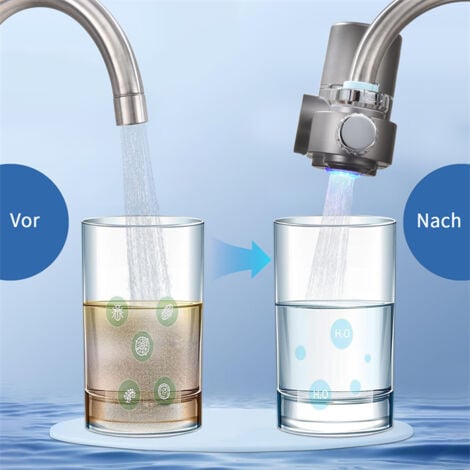 Homelody Wasserfilter Wasserhahn mit Blaulicht-Sterilisation Trinkwasserfilter für Zuhause Küche entfernt Chlor Schwermetalle,für Standard-Wasserhähne