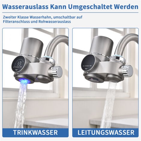 Homelody Wasserfilter Wasserhahn mit Blaulicht-Sterilisation Trinkwasserfilter für Zuhause Küche entfernt Chlor Schwermetalle,für Standard-Wasserhähne