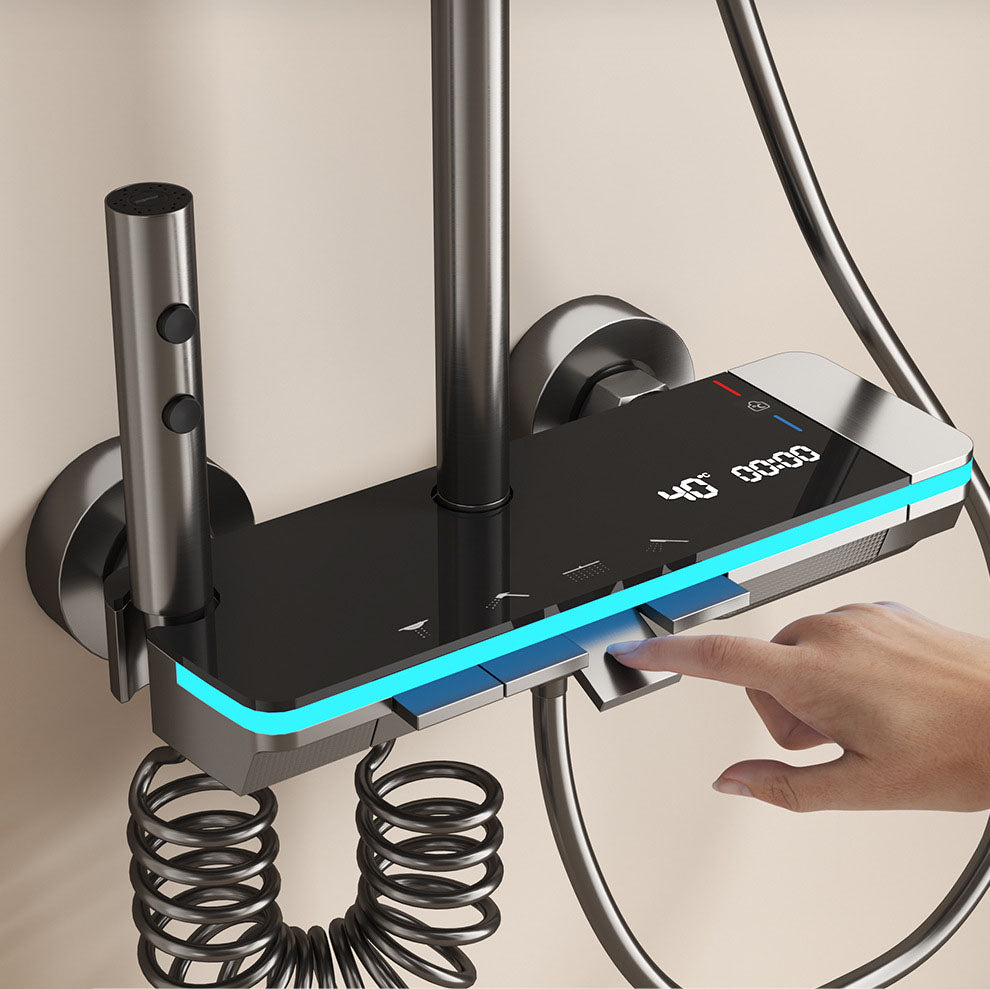 2025 TOP 1 👍 Homelody 40 ℃ Thermostat-Duschsäule Digitaler Bildschirm mit Badewannenmischer für das Badezimmer 4 Funktionen, Umgebungslicht