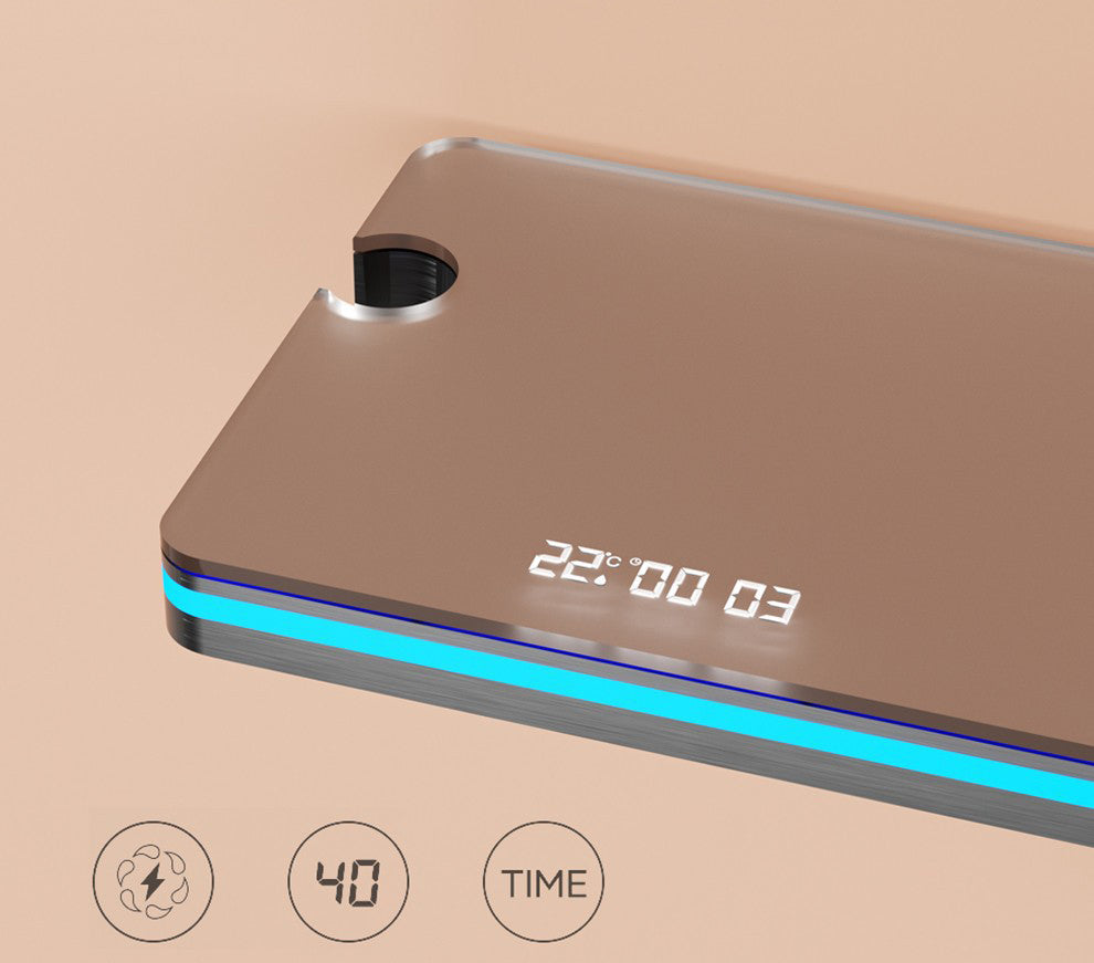 Homelody 40°C Thermostat-Duschsäule Digitaler Bildschirm mit Ablagebrett Duschset mit Badewannenmischer für das Badezimmer 4 Funktionen, Umgebungslicht