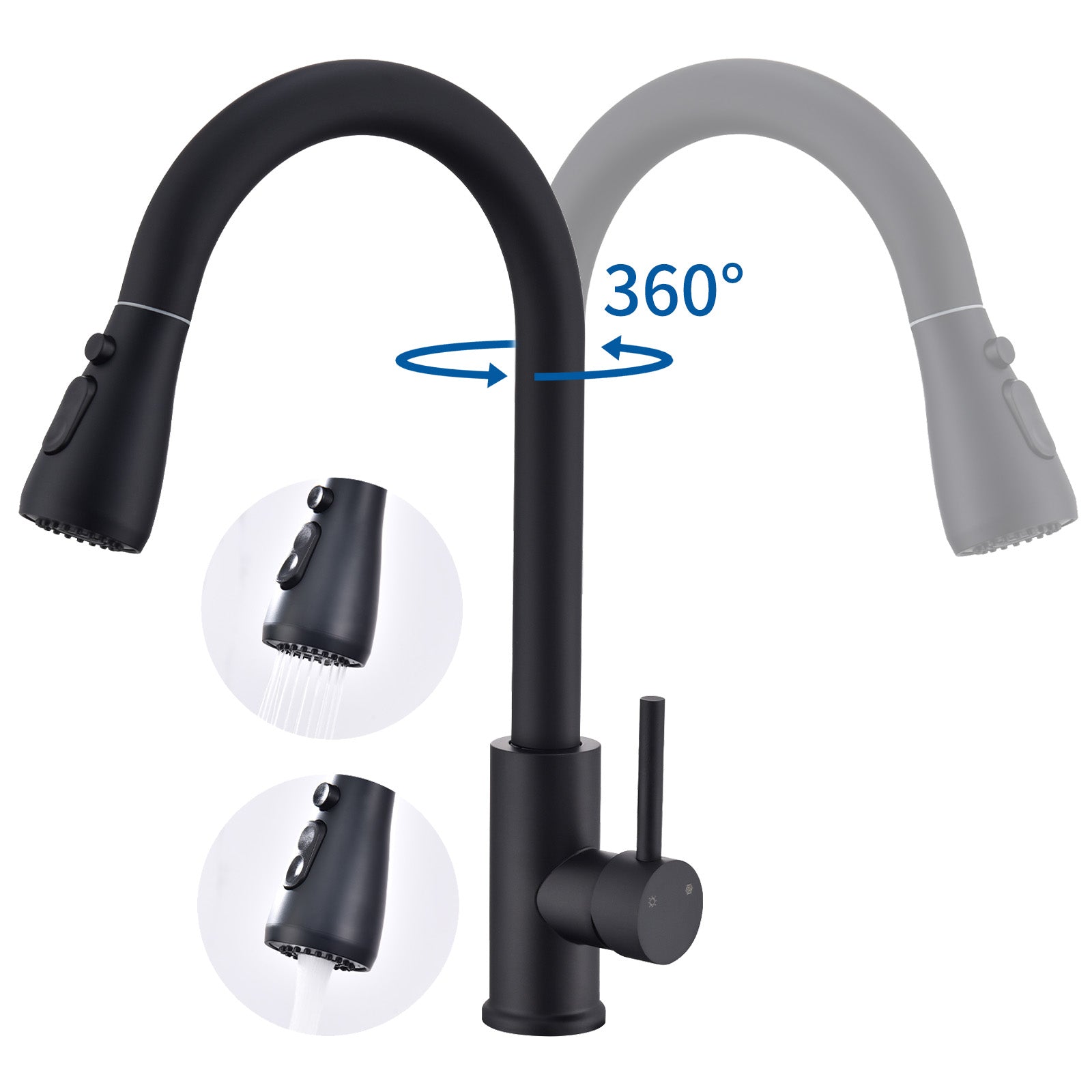 Homelody Hochdruck Einhand-Spültischbatterie Mischbatterie mit 3 Modus