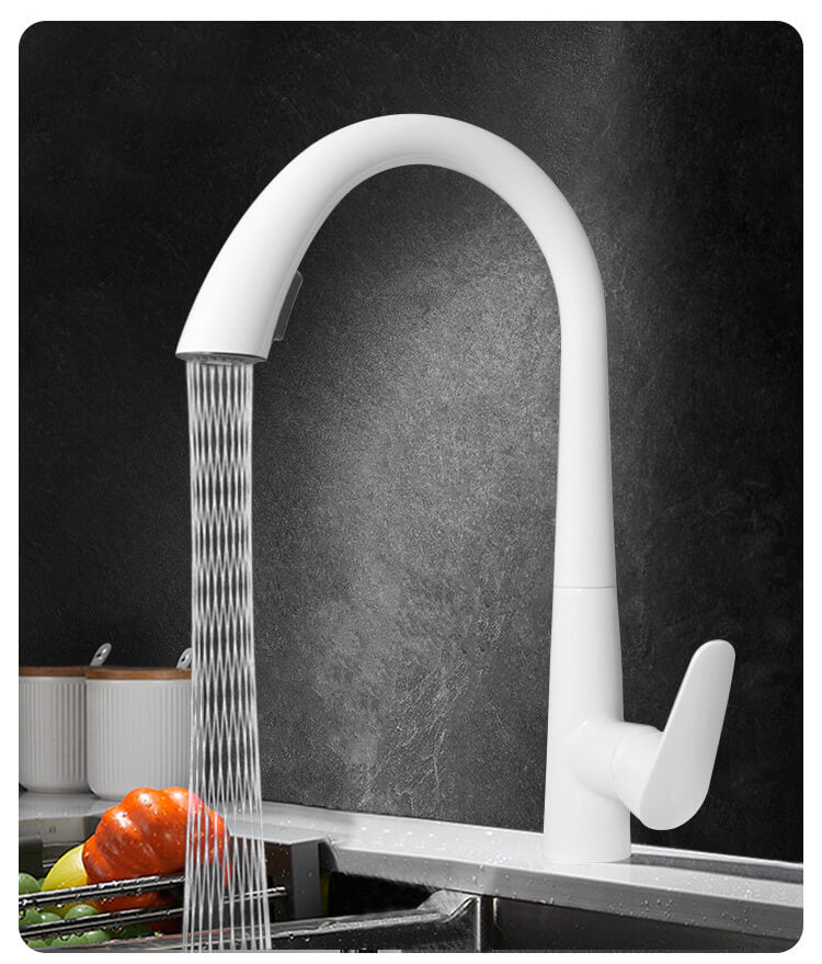 Homelody 360 ° Drehung Wasserhahn Küche Versteckt ausziehbar Küchenarmatur mit Brause Edelstahl Mischbatterie Küche Weiß