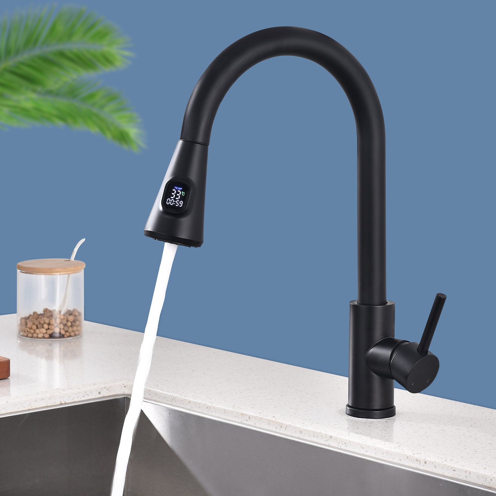 Küchenarmatur ausziehbar Spültischarmatur 360° Küchenarmatur LED Digitalanzeige