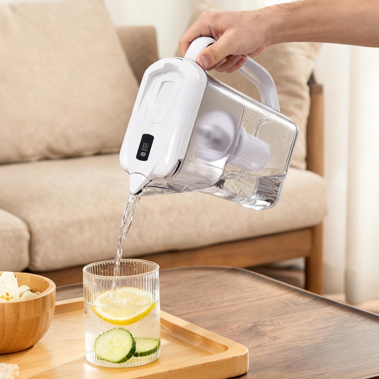 Homelody Wasserfilter Wasserfilter Wasserfilter-Kanne 2,5L weiß inkl. 1 Filterkartuschen