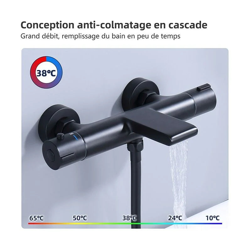 AUU Moon Wasserfall-Badewannenarmatur Aus Messing – Mit Handbrause, 3 Modi, 5-Loch-Montage