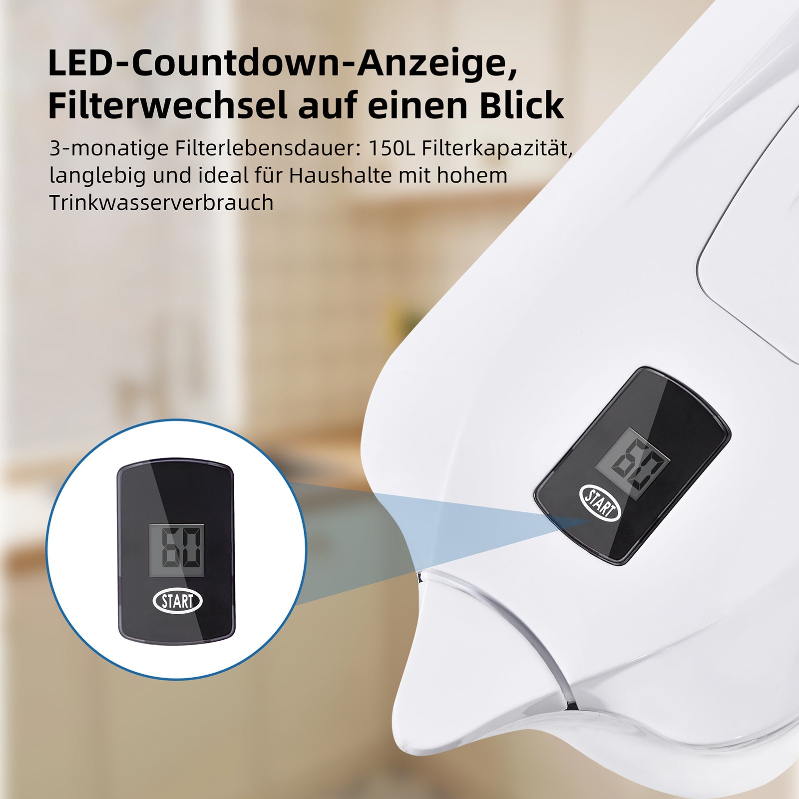 Homelody Wasserfilter Wasserfilter Wasserfilter-Kanne 2,5L weiß inkl. 1 Filterkartuschen