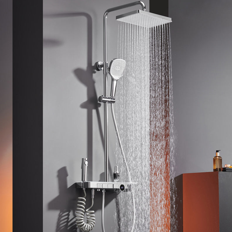 Homelody Chrom 40 ℃ Thermostat-Duschsäule Digitaler Bildschirm mit Ablagebrett Duschset mit Badewannenmischer für das Badezimmer 4 Funktionen