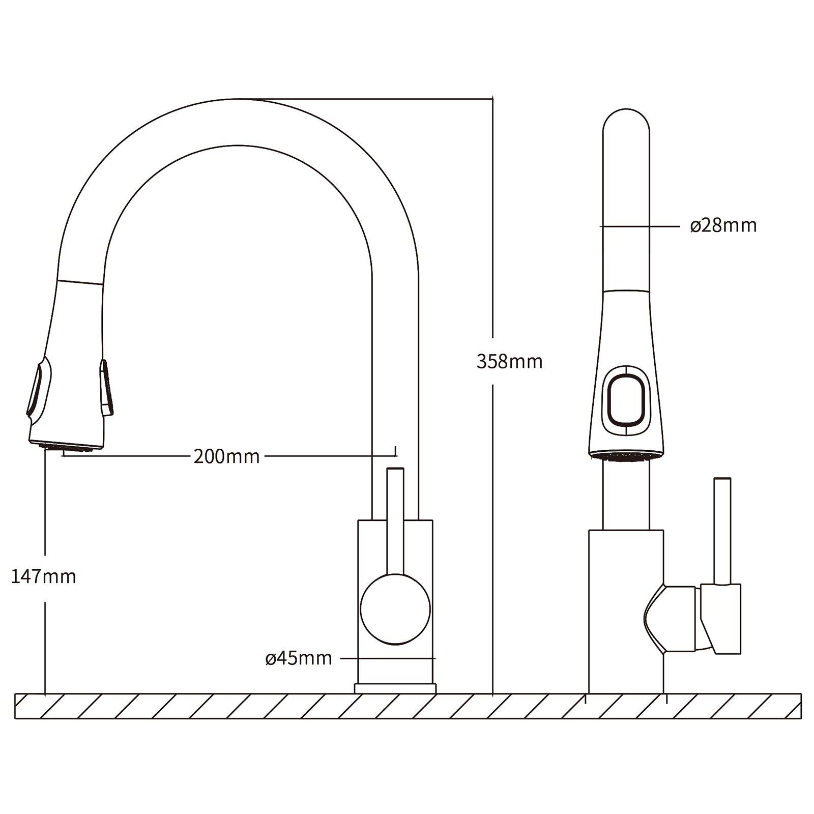 Homelody Wasserhahn Küche mit 2 Strahlarten, 360° drehbar Küchenarmatur