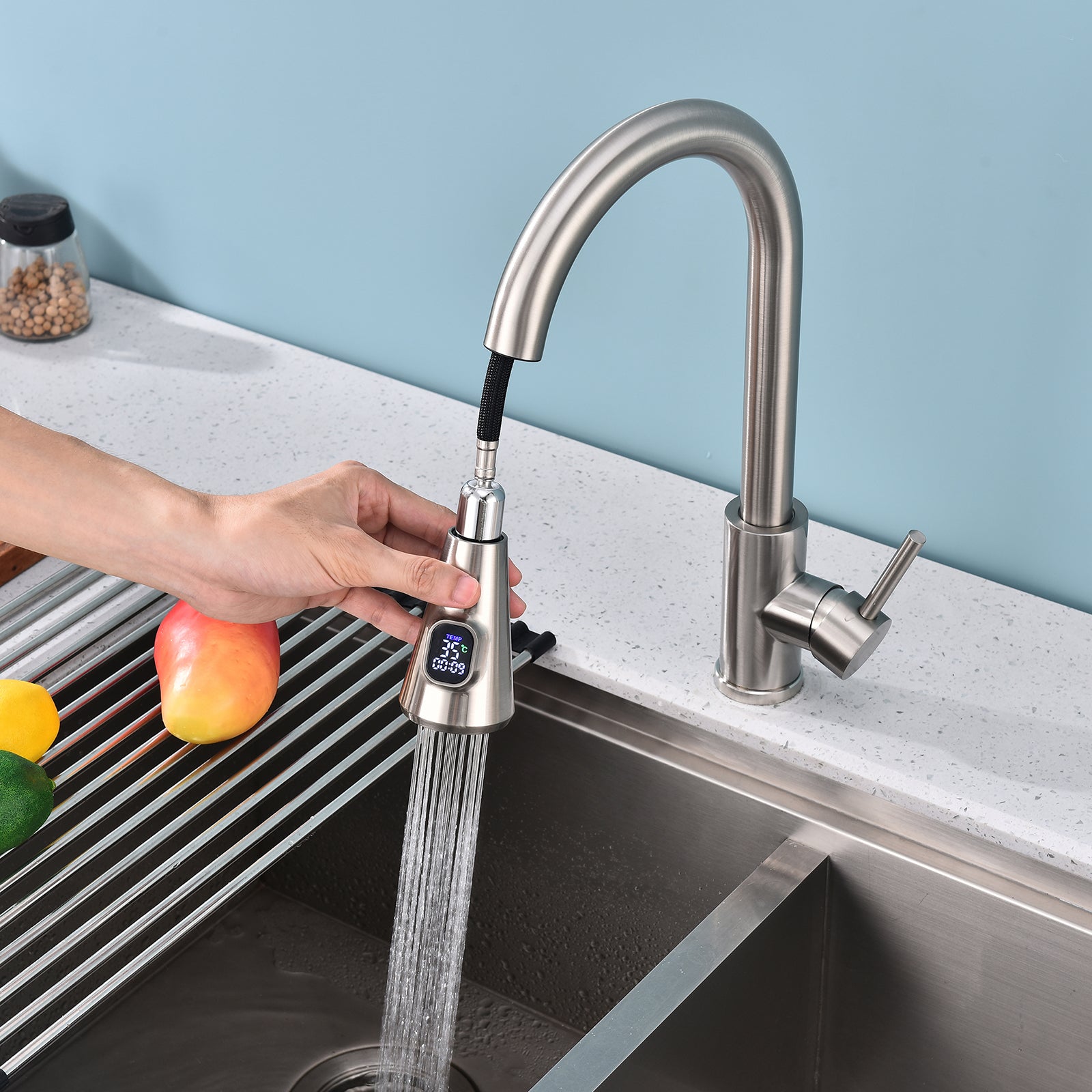 Homelody Wasserhahn Küche mit 2 Strahlarten, 360° drehbar Küchenarmatur