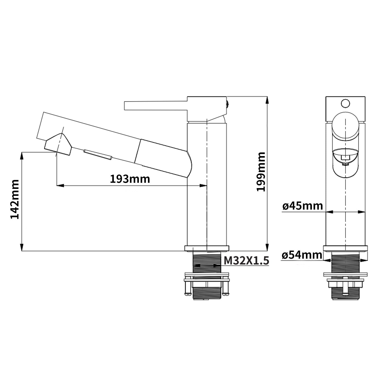 HOMELODY Wasserhahn Küche/Bad Gebürsteter Oberfläche Ausziehbar, Küchenarmatur mit Brause Zwei Wasserstrahlarten