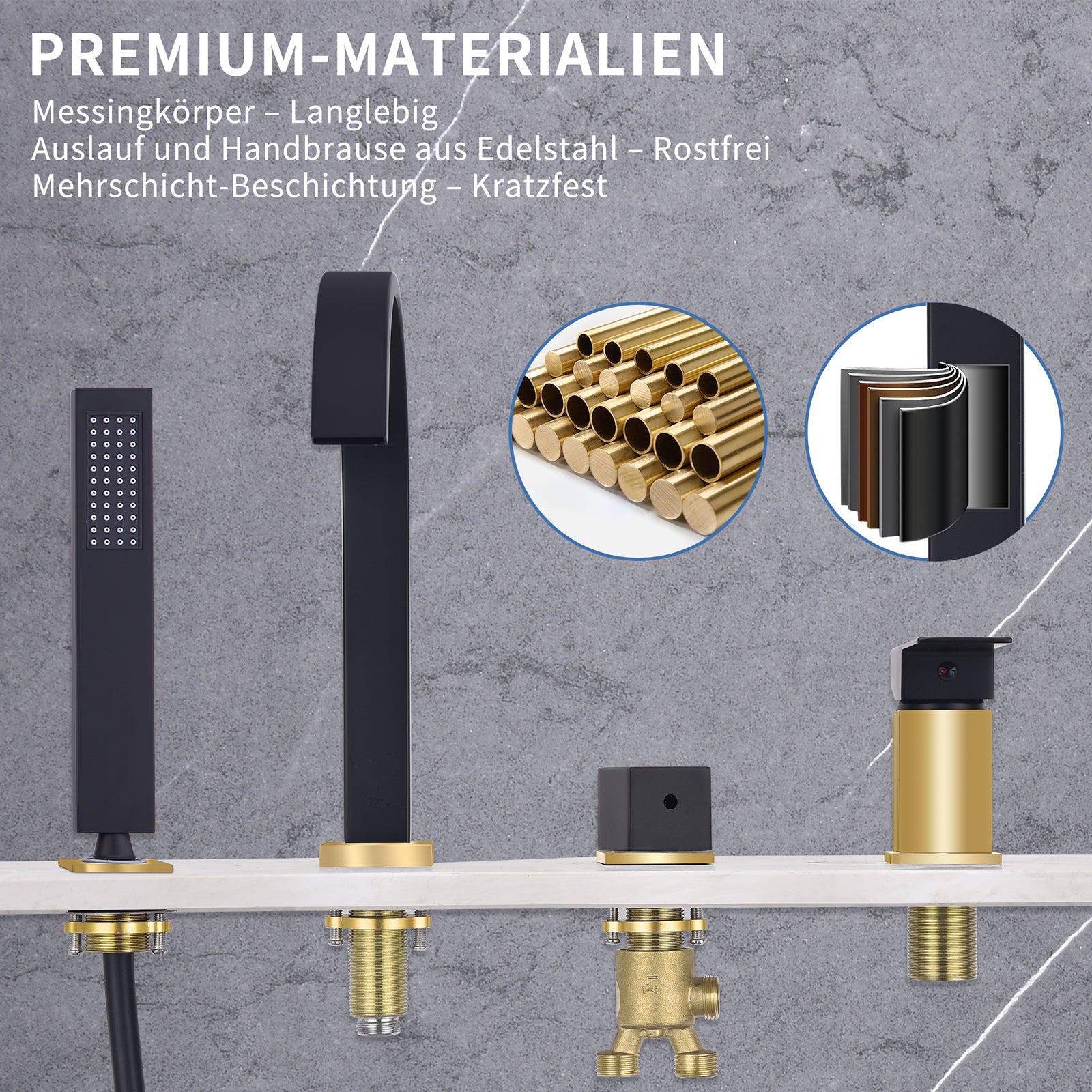 Homelody Badarmatur Präzise Temperatursteuerung und Flexibler Edelstahl-Schlauch