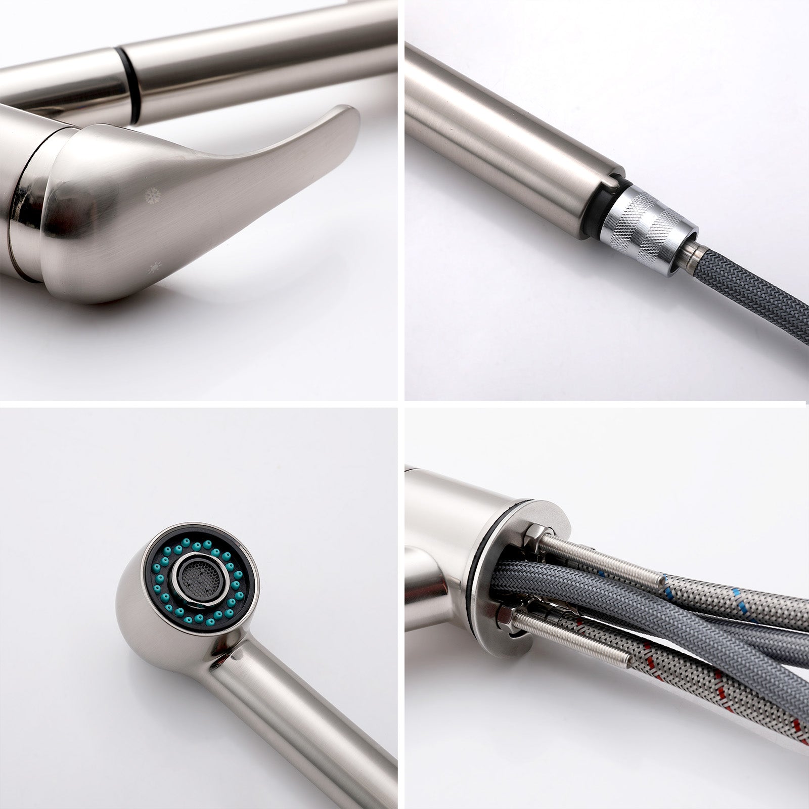 Homelody 120° drehbar Armatur Küche Wasserhahn mit 2 Strahlarten ausziehbare Brause Gebürsteter Chrom Spültischarmatur