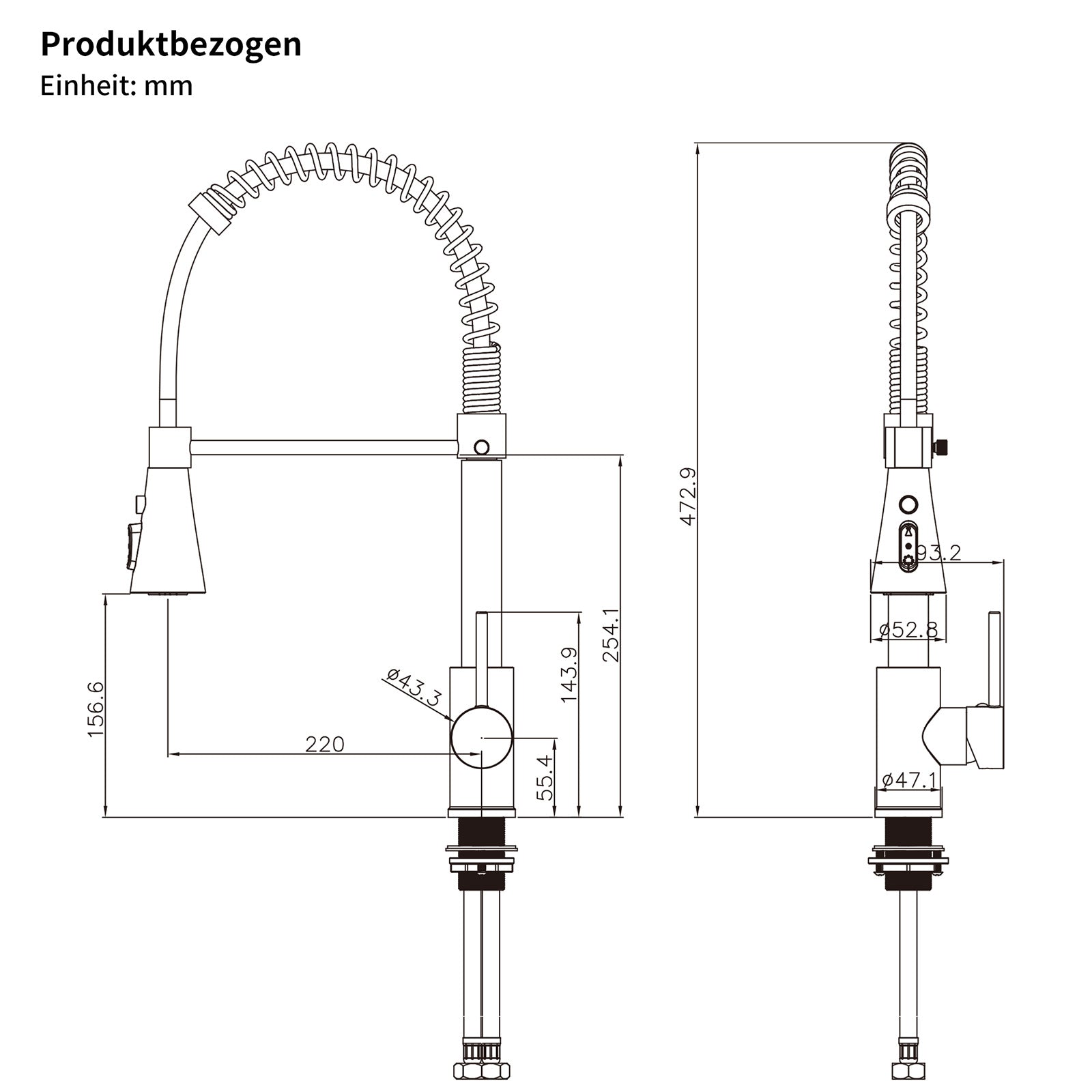 Homelody kuechenarmaturen mit Spiralfeder Verchromt – 360° schwenkbar, 4-Funktionsbrause