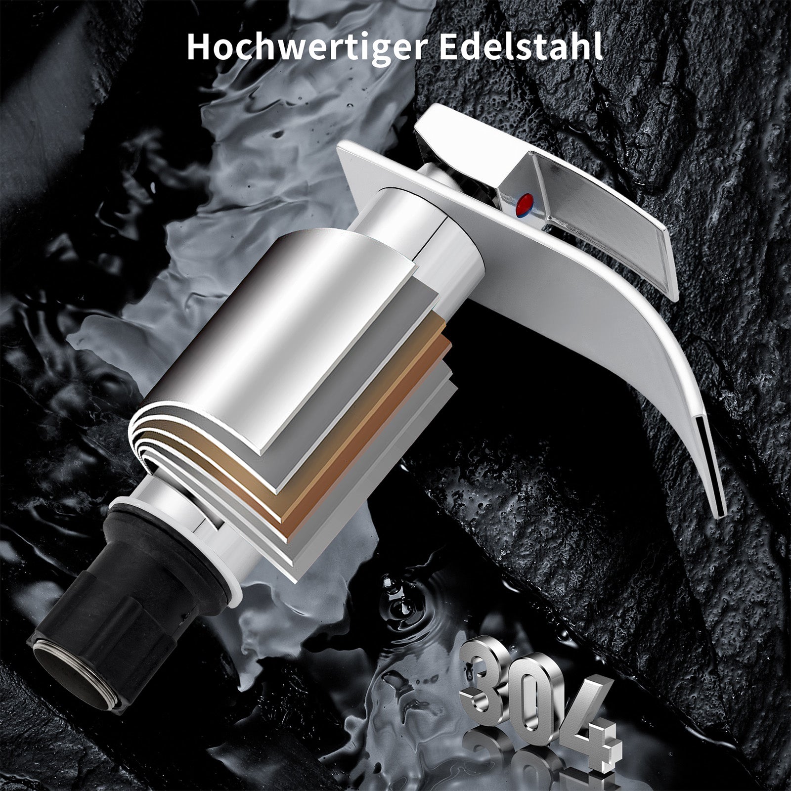Homelody Waschtischarmatur Wasserfall Wasserhahn Waschbeckenarmatur Einhand Badarmatur