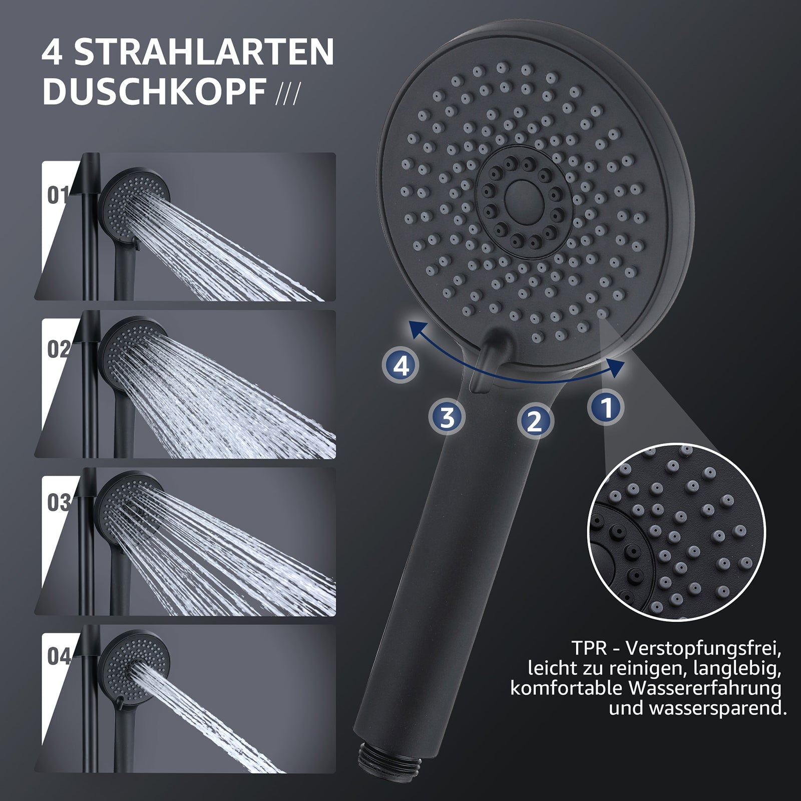 Homelody Duschsystem Abnehmbares Duschsystem mit Wasserfall Badzubehör Duschzubehör
