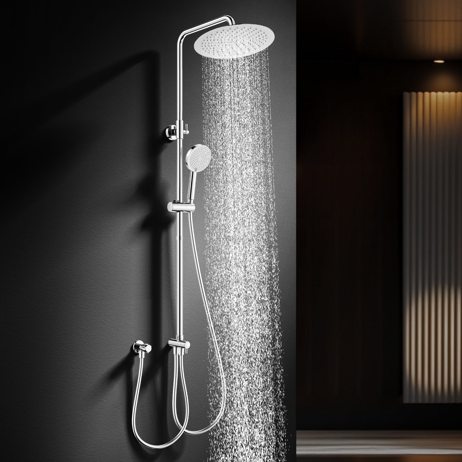 Homelody Duschsystem 12'' Regendusche, Höhenverstellbar, 2-Wege Umschalter, Edelstahl