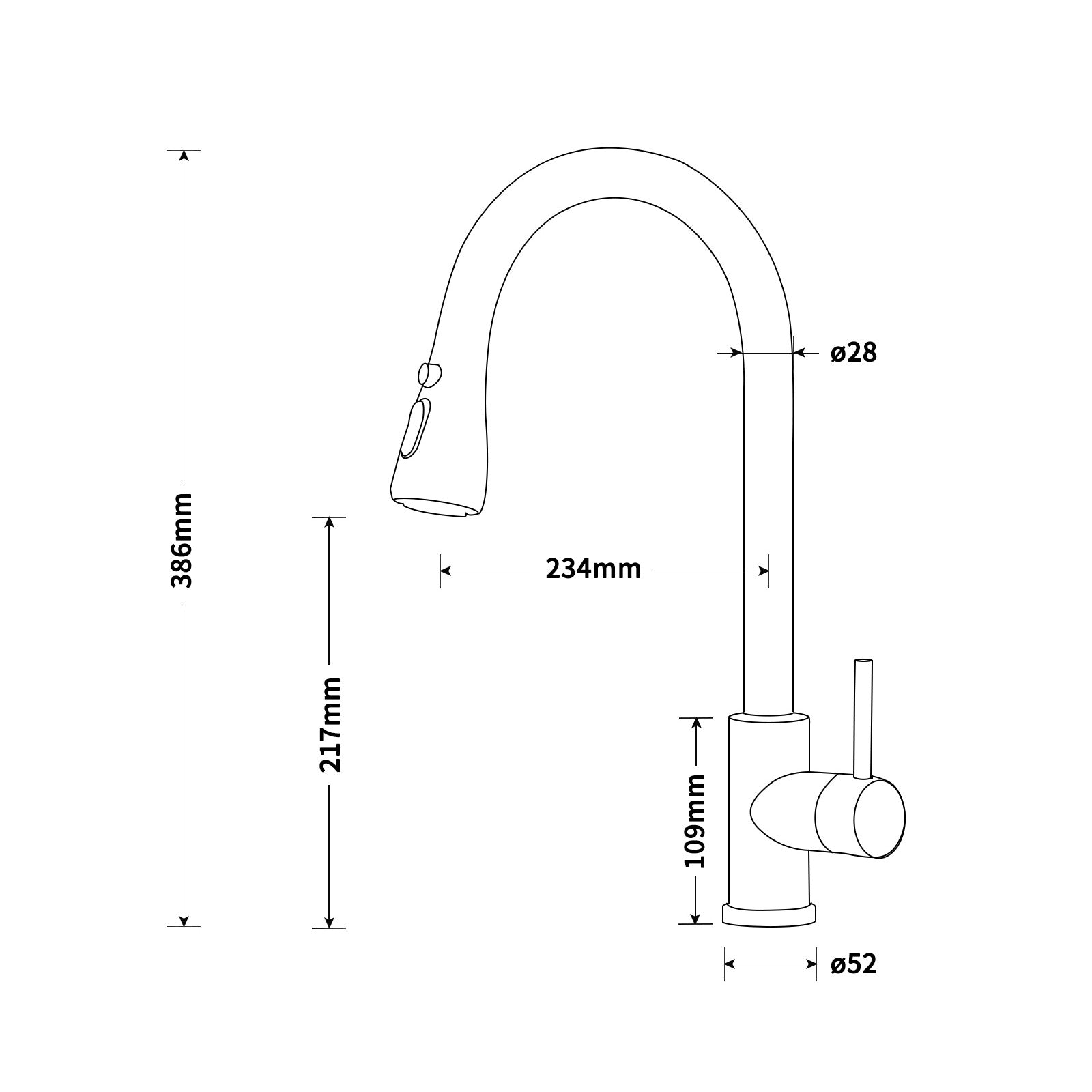 Homelody Hochdruck Einhand-Spültischbatterie Mischbatterie mit 3 Modus
