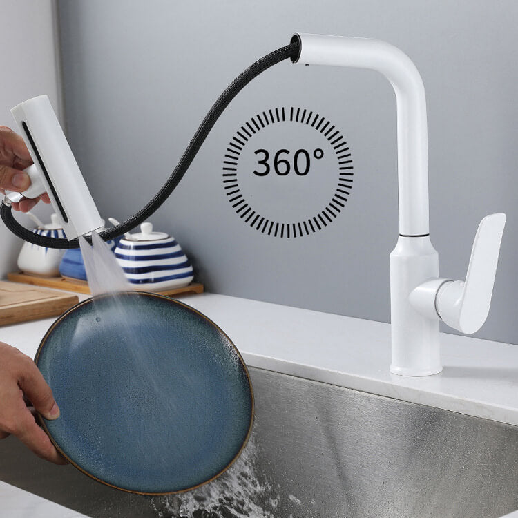 Weißer Ausziehbar Edelstahl Wasserfall Wasserhahn Küche Armatur Homelody Mischbatterie Spültischarmatur für Spüle