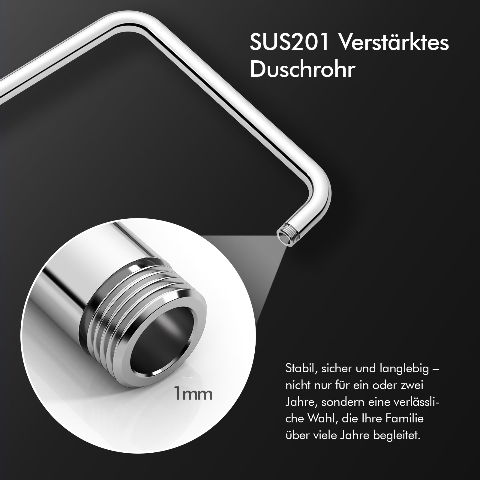 Homelody Duschsystem 12'' Regendusche, Höhenverstellbar, 2-Wege Umschalter, Edelstahl