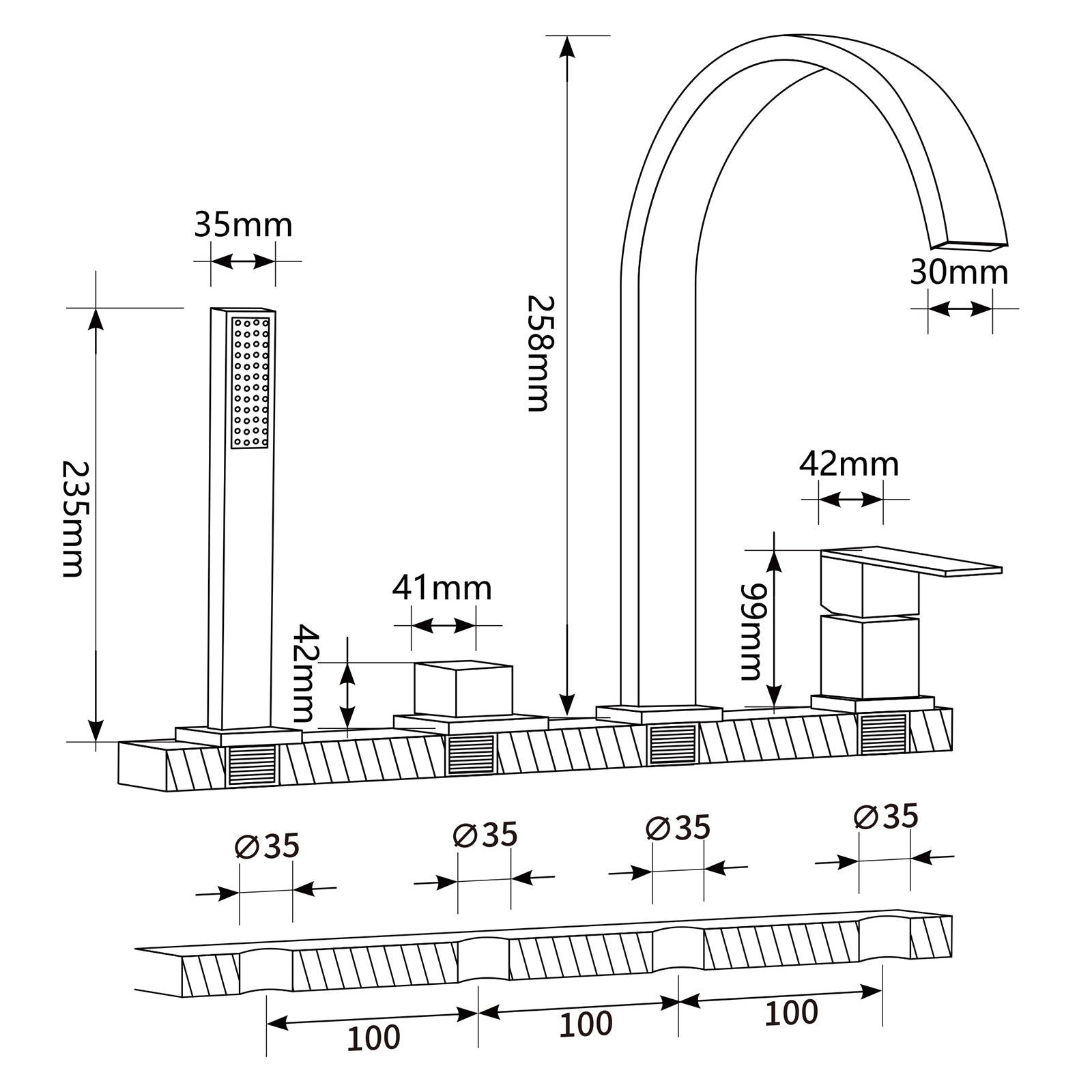 Homelody Badarmatur Präzise Temperatursteuerung und Flexibler Edelstahl-Schlauch