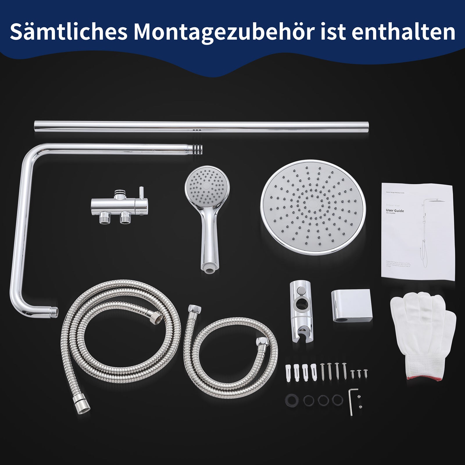 Homelody Duschsystem Abnehmbares Duschsystem mit Wasserfall Badzubehör Duschzubehör