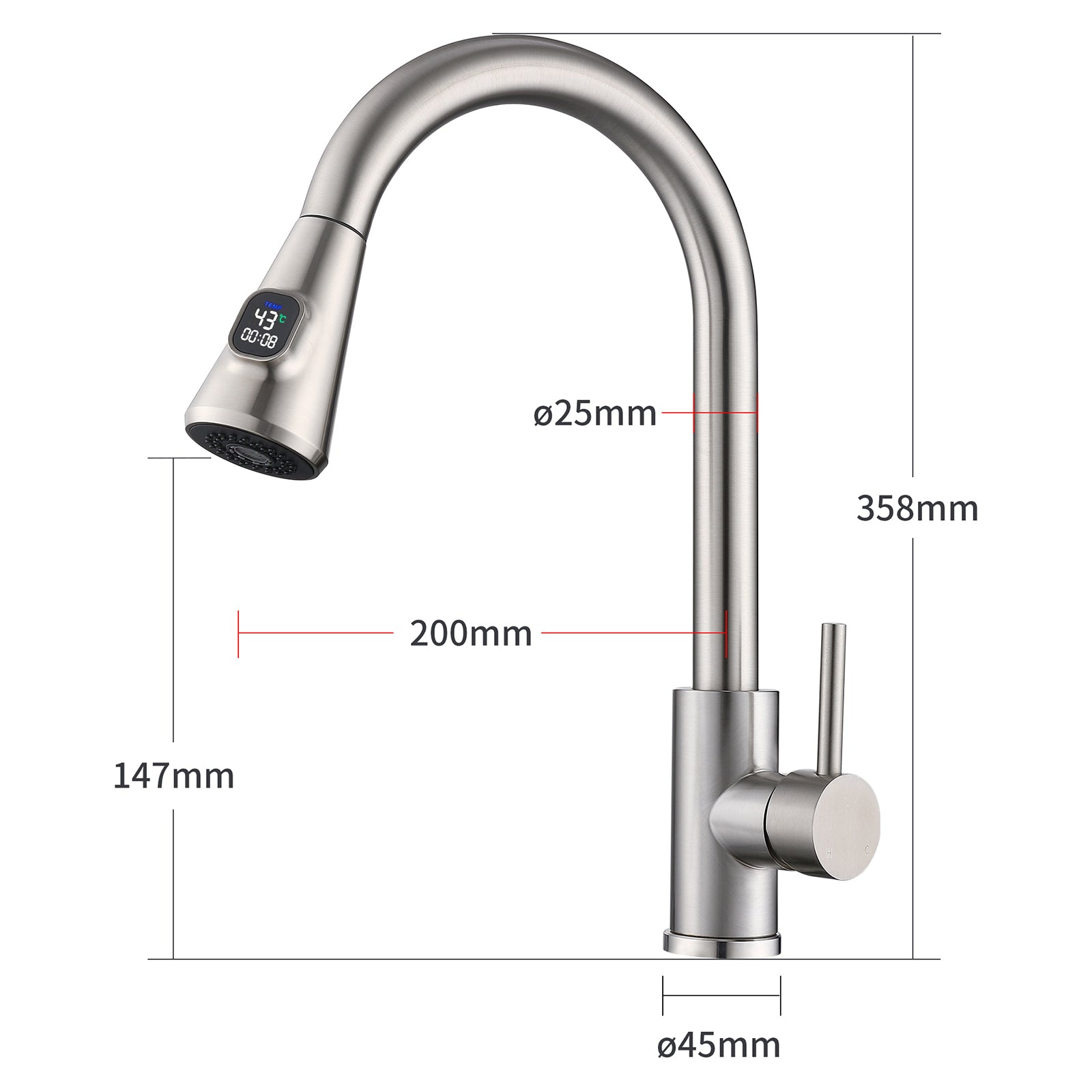 Homelody Wasserhahn Küche mit 2 Strahlarten, 360° drehbar Küchenarmatur