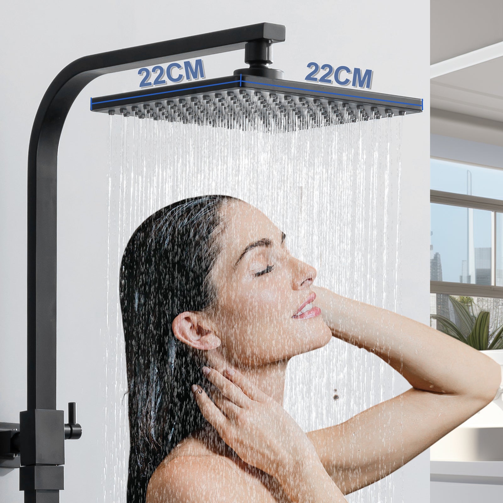 Homelody Duschsystem mit Thermostat Regendusche eckig höhe Duscharmatur